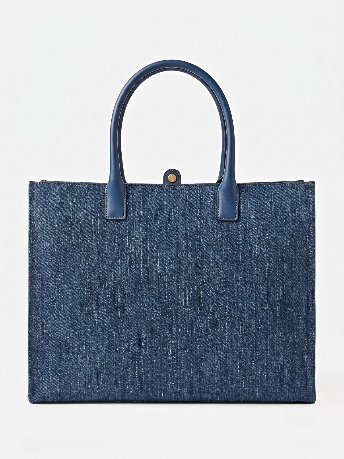 Versace La Medusa Denim Tote Bag Navy Blue Gold Embossed NWT RFID Authenticated