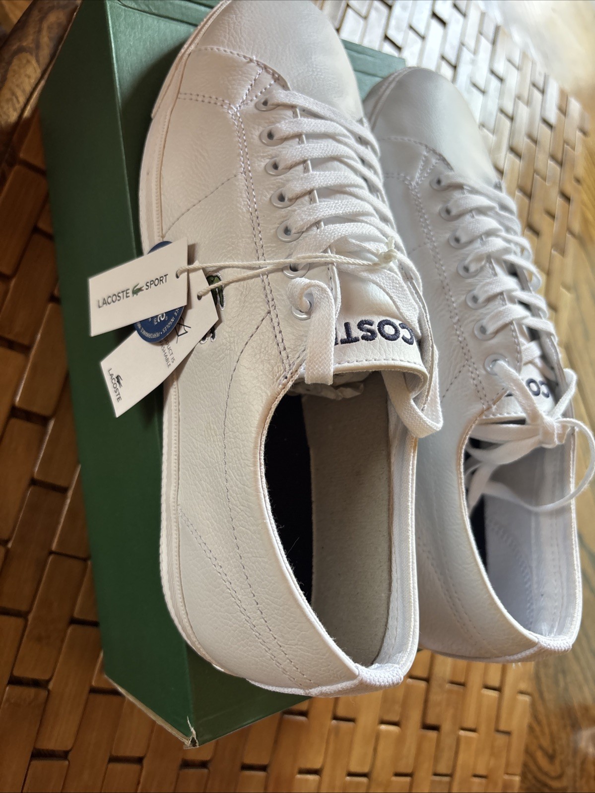 Lacoste Powercourt 125 2 SMA Mens White Leather Lifestyle Sneakers Shoes