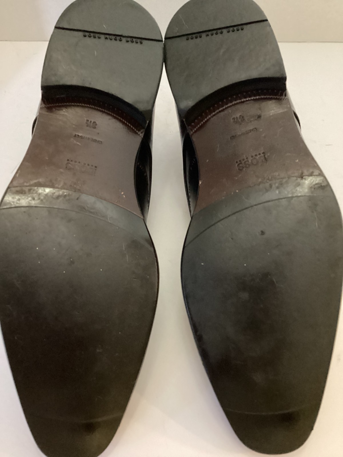 HUGO BOSS Black Leather Cap Toe Derby Dress Shoes Men’s US 8 Made in Italy