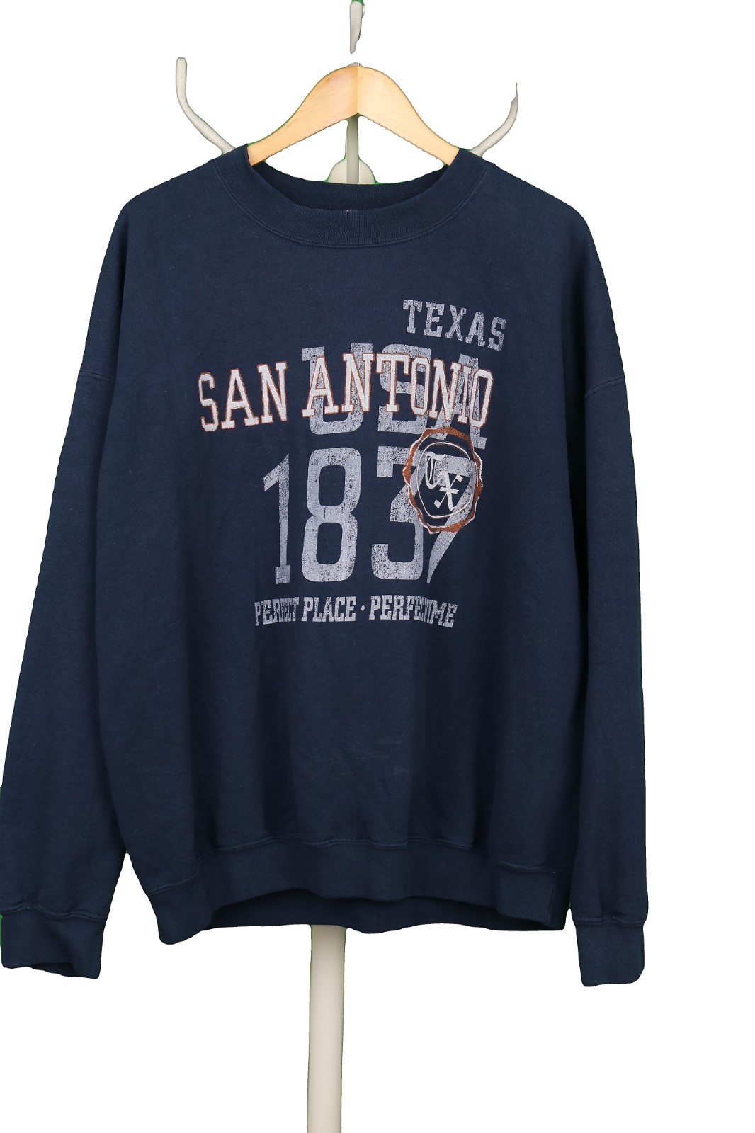 Gildan Heavy Blend San Antonio Texas 1837 jumper Navy XL 44-46 in