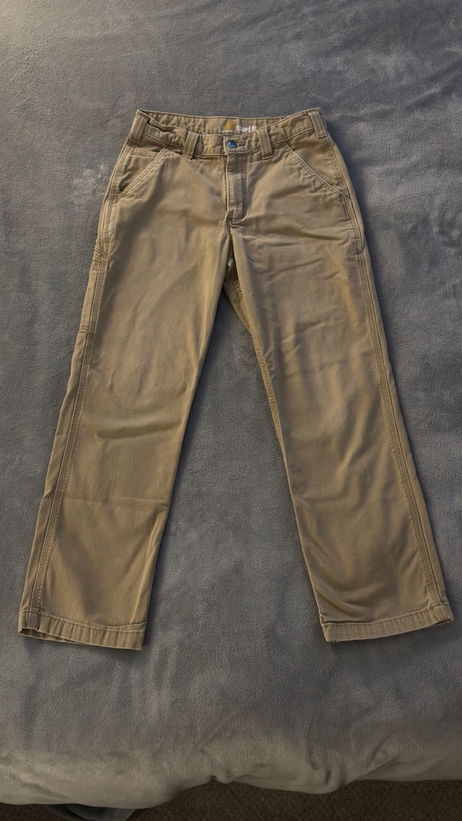 Carhartt Rugged Flex Canvas Utility Pants Mens 30×30 Relaxed Fit Khaki Work