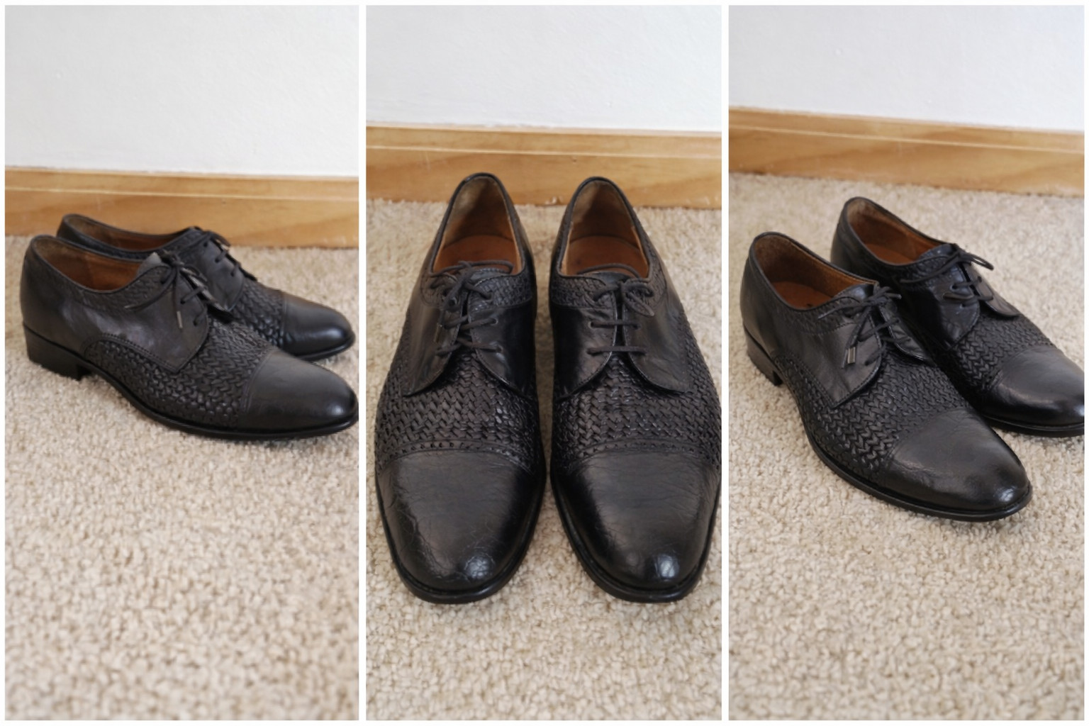 Mezlan Salinas Black Woven Crocodile Exotic Leather Cap Toe Dress Shoes Men 10 M