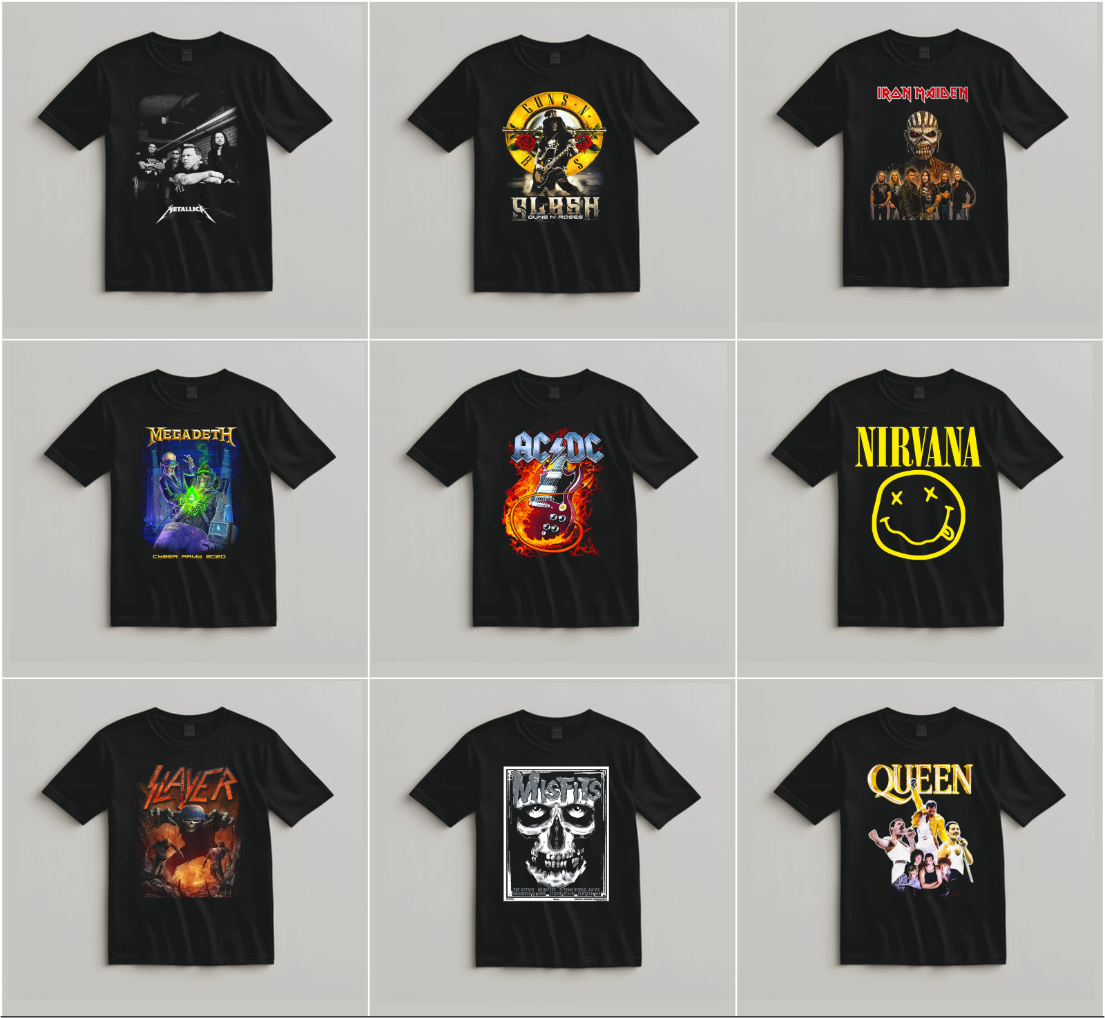 Lot of 3 Mens Rock Band Graphic T-Shirts Music Tee Bundle Concert Tour Shirts