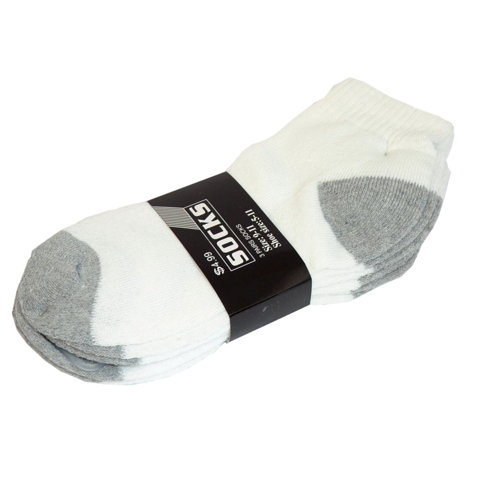Wholesale Men’s 2 Tone White Ankle Quarter Cotton Low Sport Socks Size 9-1 10-13