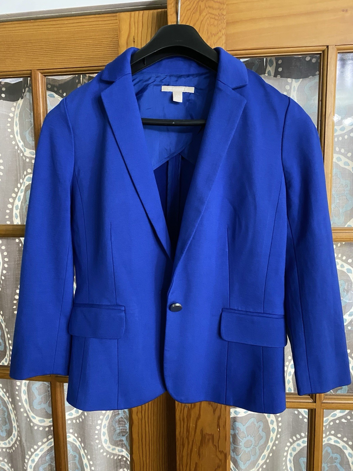 Banana Republic Blue Azure Lined Button Blazer w/ Pockets Size 10 Pre-Owned