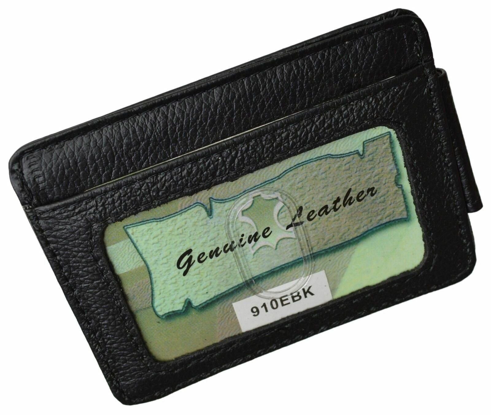 Black Men’s Leather Slim Money Clip Front Pocket Wallet Thin Credit Card Holder
