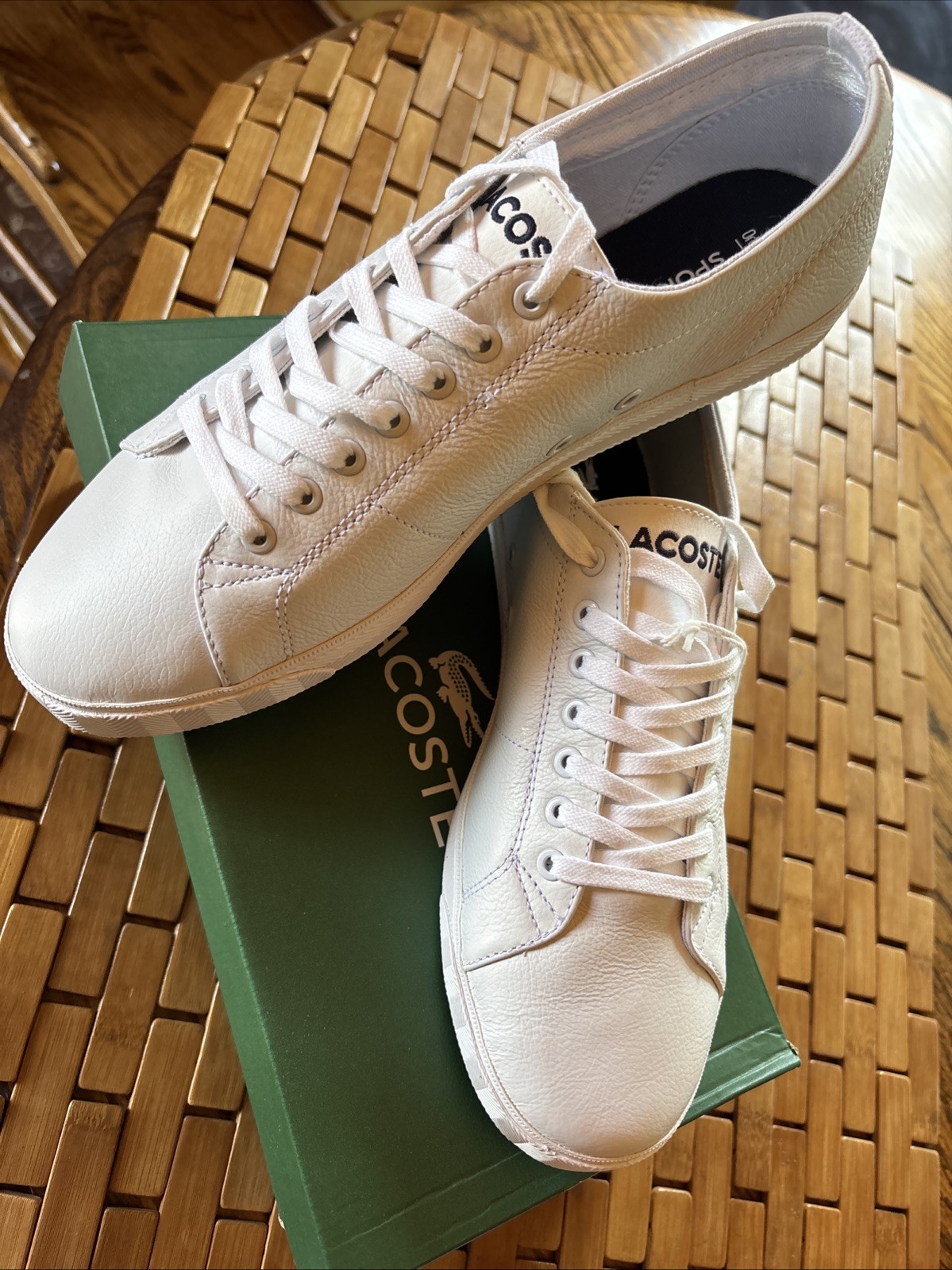 Lacoste Powercourt 125 2 SMA Mens White Leather Lifestyle Sneakers Shoes