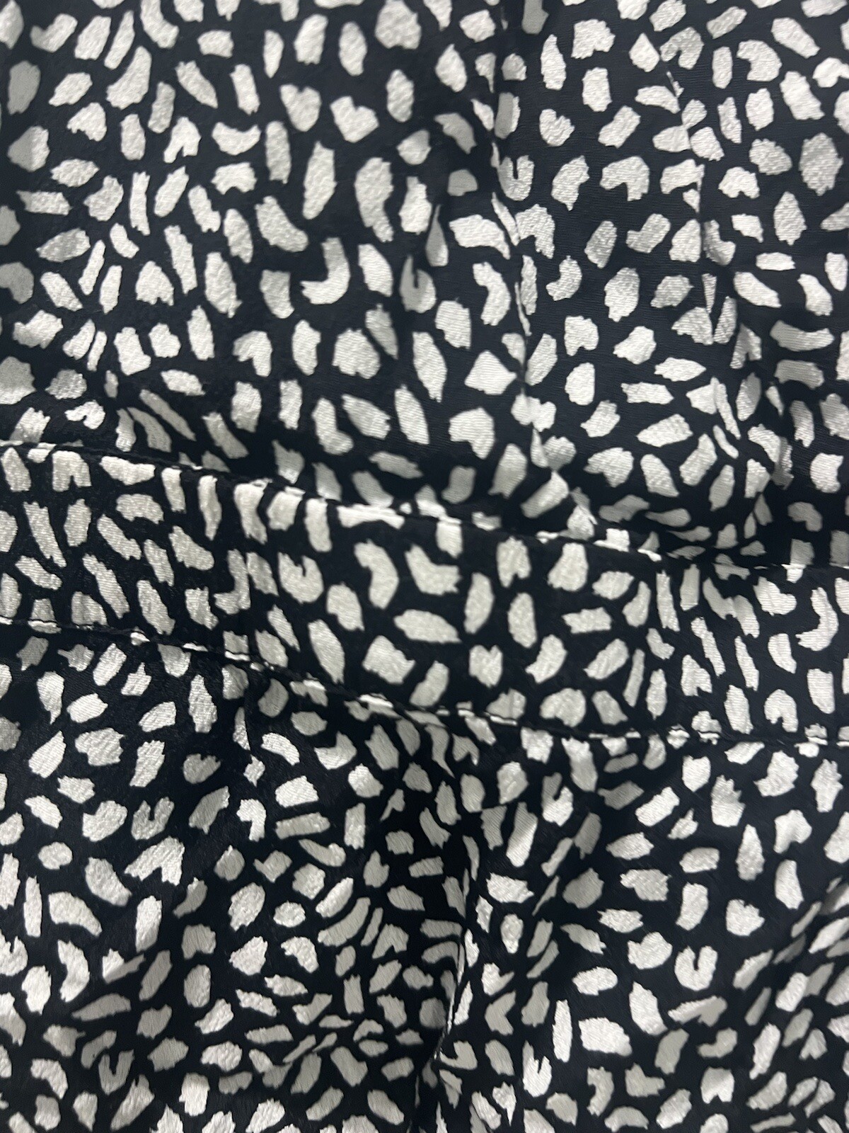 Talbots Faux Wrap Top Spot Print Long Sleeve Blouse Black White Plus 2x