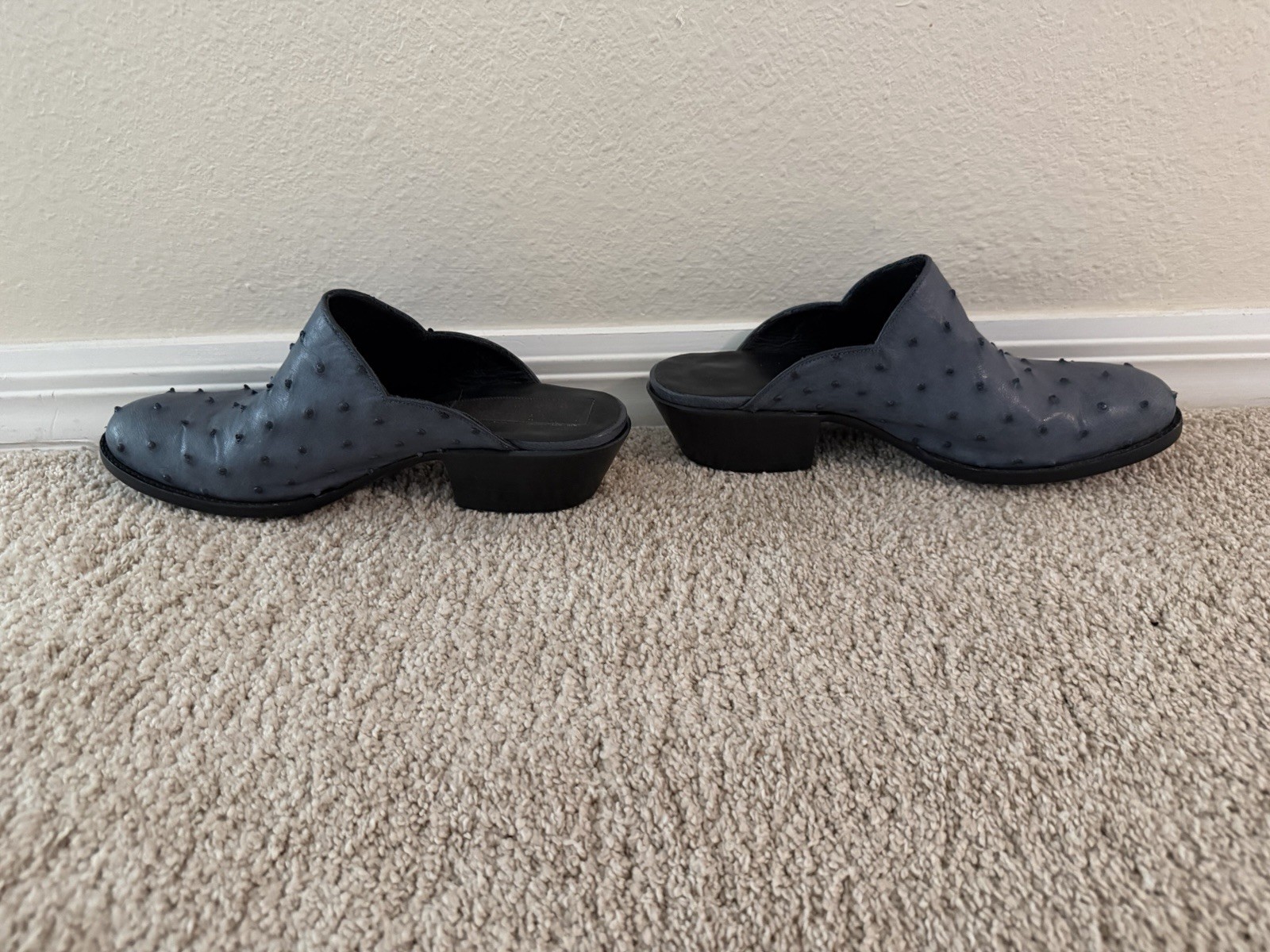 blue leather Western Mules For Woman