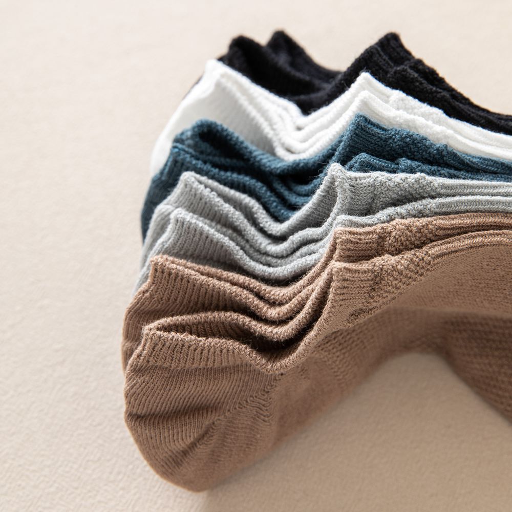 5 Pairs Men Cotton Short Tube Low Cut Boat Socks Breathable Thin Stretch Socks