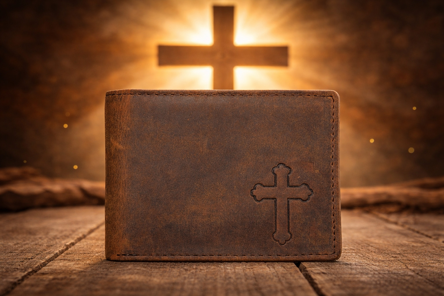 MARSHAL RFID Blocking Cross Vintage Leather Bifold Wallet for Men