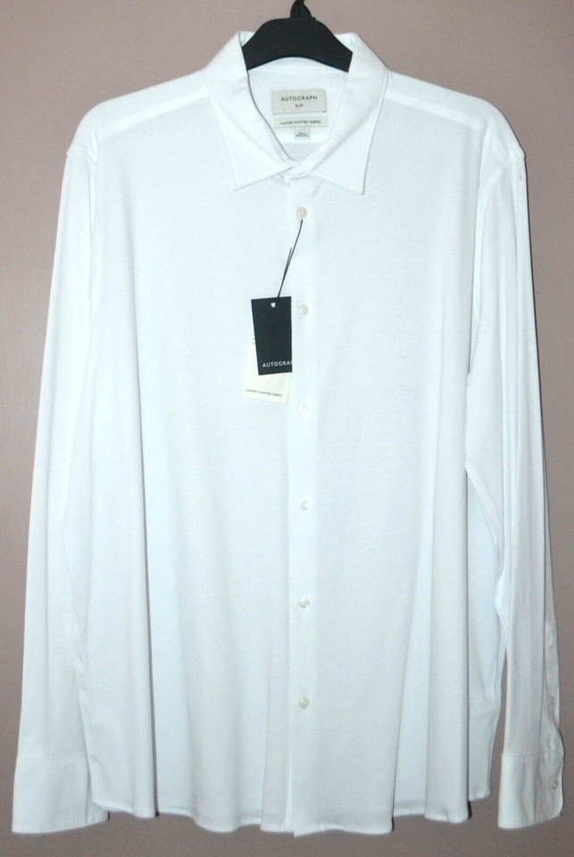 MENS M&S AUTOGRAPH LUXURY KNITTED FABRIC SHIRT LONG SLEEVE SIZE 3XL SLIM FIT NEW