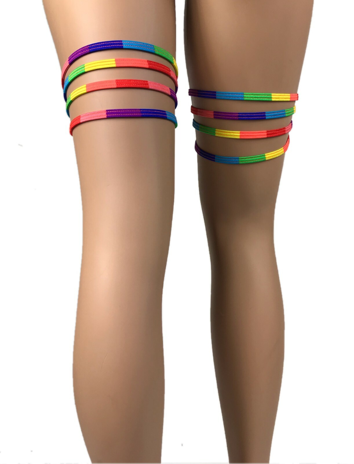 Garters Leg Wrap Rainbow Heart Ring Dancewear Rave Outfits LGBTQ Gay Pride Flag