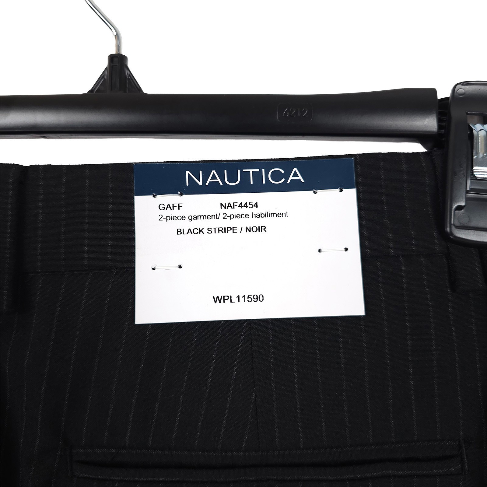 Nautica Mens Modern Fit 2 Piece Suit 36S 32W Black Pinstripe Stretch NWT
