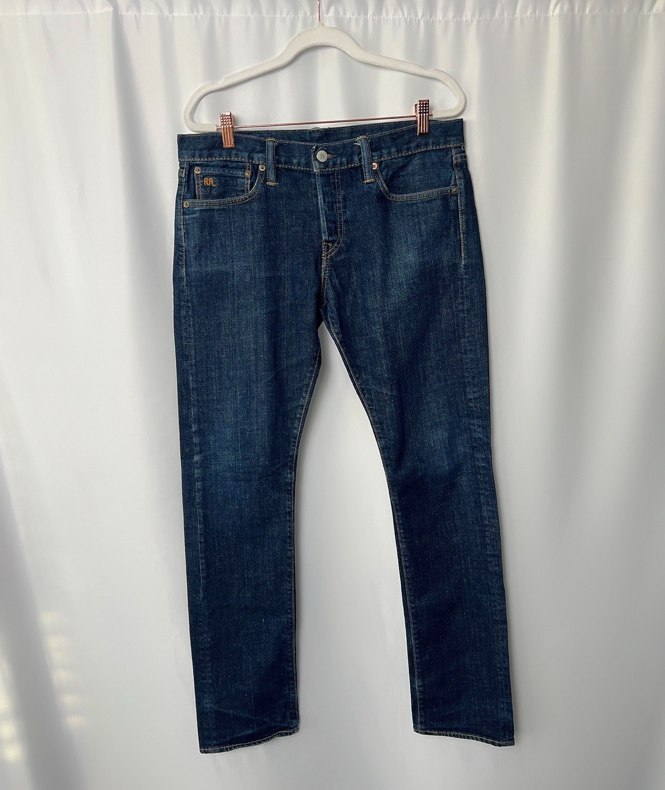 RRL Double RL Ralph Lauren Jeans Mens 31×34 Blue Slim Straight Made in USA Denim