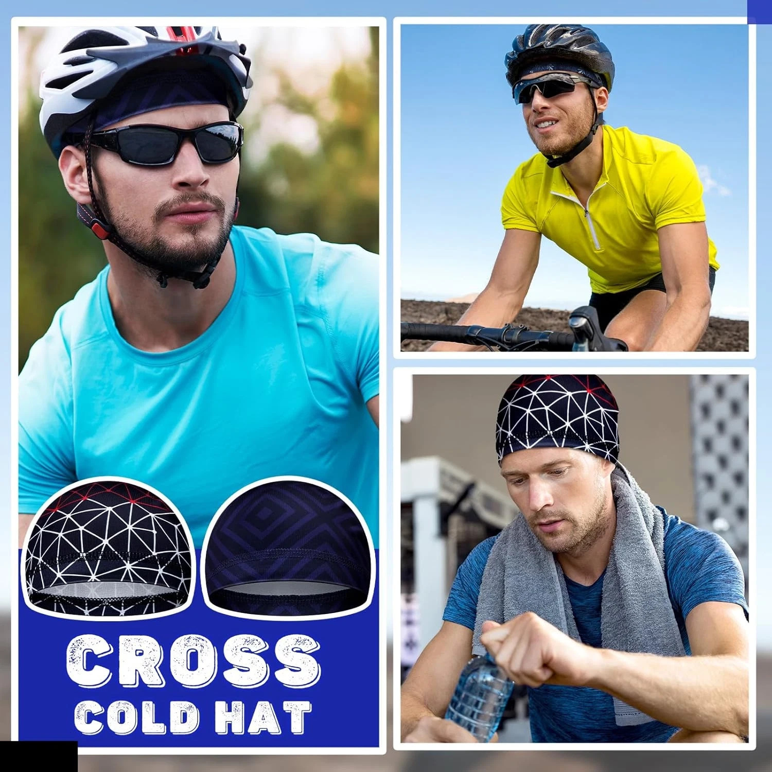 6 Pcs Cooling Skull Cap Motorcycle Helmet Liner Men Women Sweat Wicking Beanie B