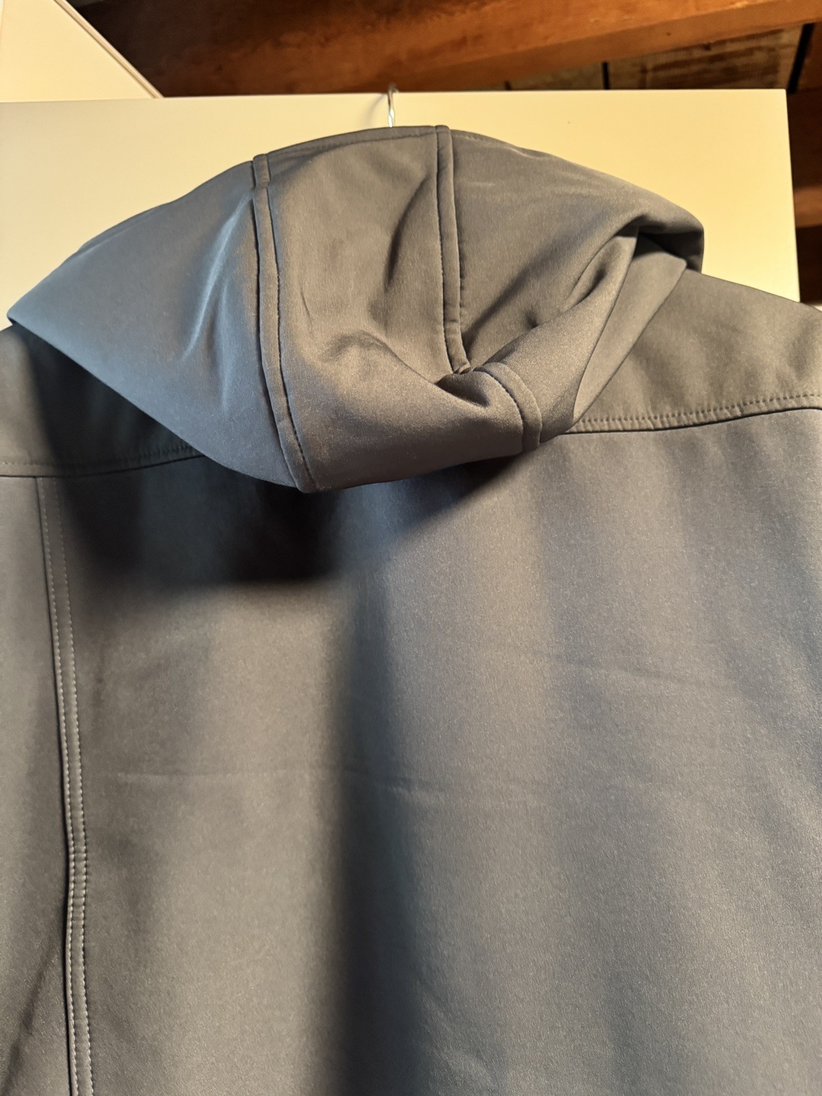 Snap-on Grey Hooded Zip Jacket with Pockets Logo Men’s Mid Length Casual XL