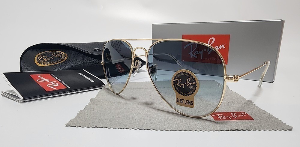 Ray-Ban RB3025 Aviator Sunglasses Gold Frame Blue Gradient Lens UV400