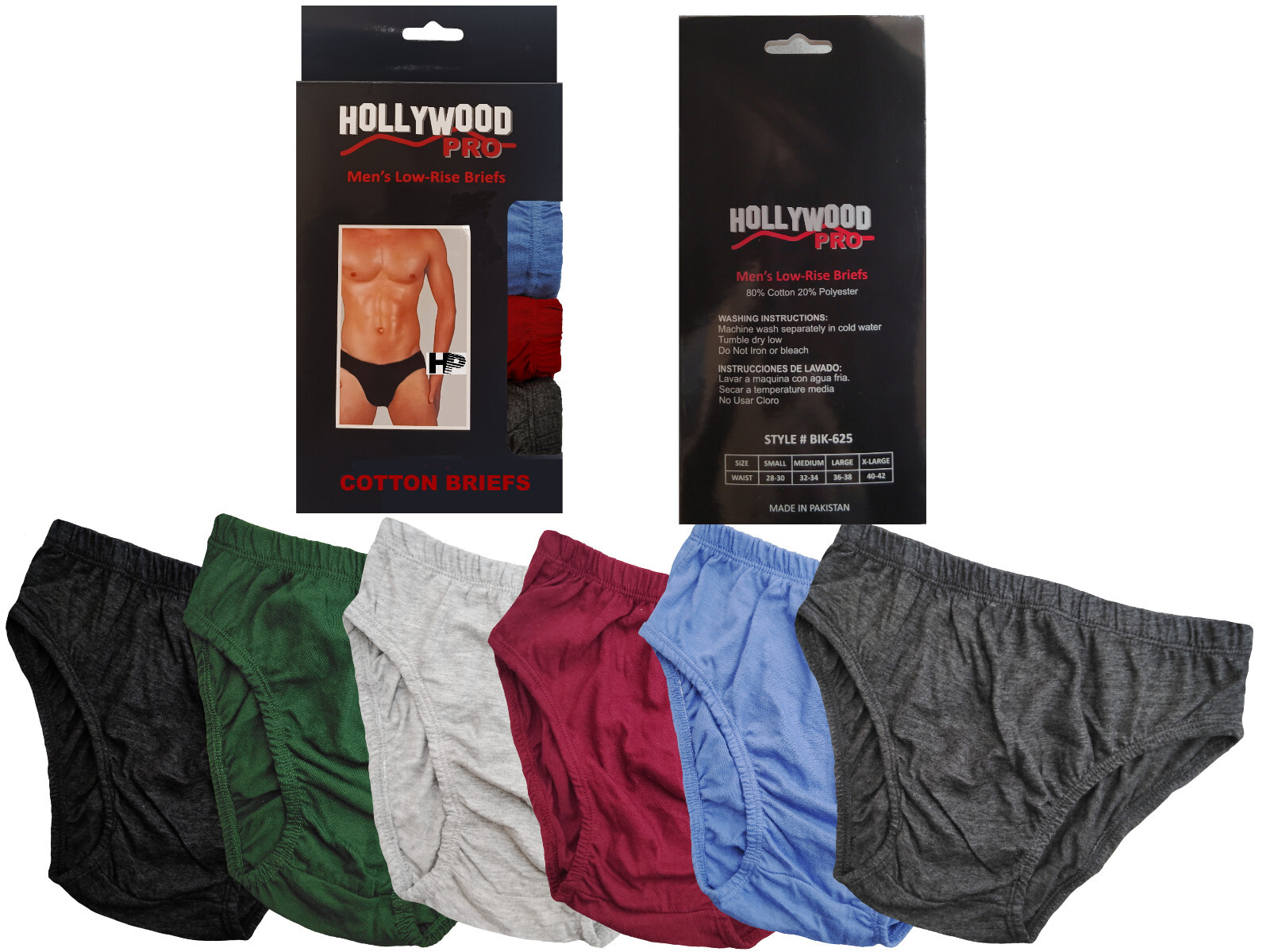 6 PK MEN’S BIKINI BRIEFS LOW RISE COTTON SOLID COLORS UNDERWEAR S – M – L – XL
