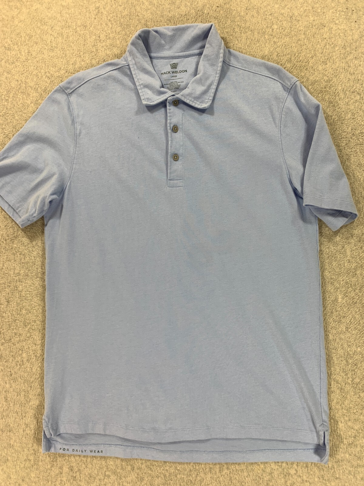Mack Weldon Daily Wear Short Sleeve Polo Shirt (Men’s Large) 100% Cotton – Blue