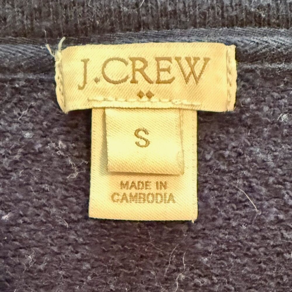 J Crew Factory Cotton Navy with Coral MERCI Print Long Sleeve Sweatshirt Small