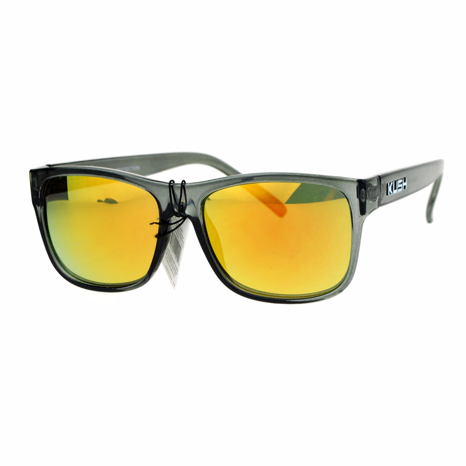 KUSH Unisex Sunglasses Slate Gray Square Frame Mirror Lens UV 400