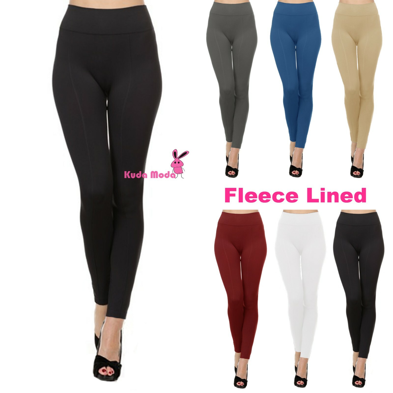 Women’s Winter Warm High Waist Fleece Lined Leggings Thermal Pants Front Seam