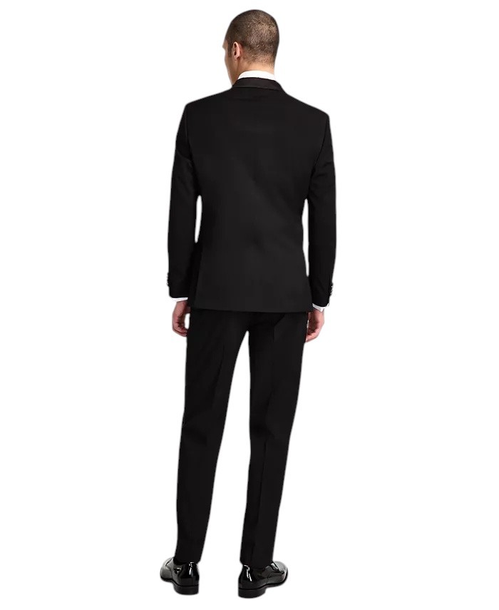 Nautica Mens Modern fit 2 Piece Tuxedo Suit 46 R / 41 Waist Black Solid Stretch