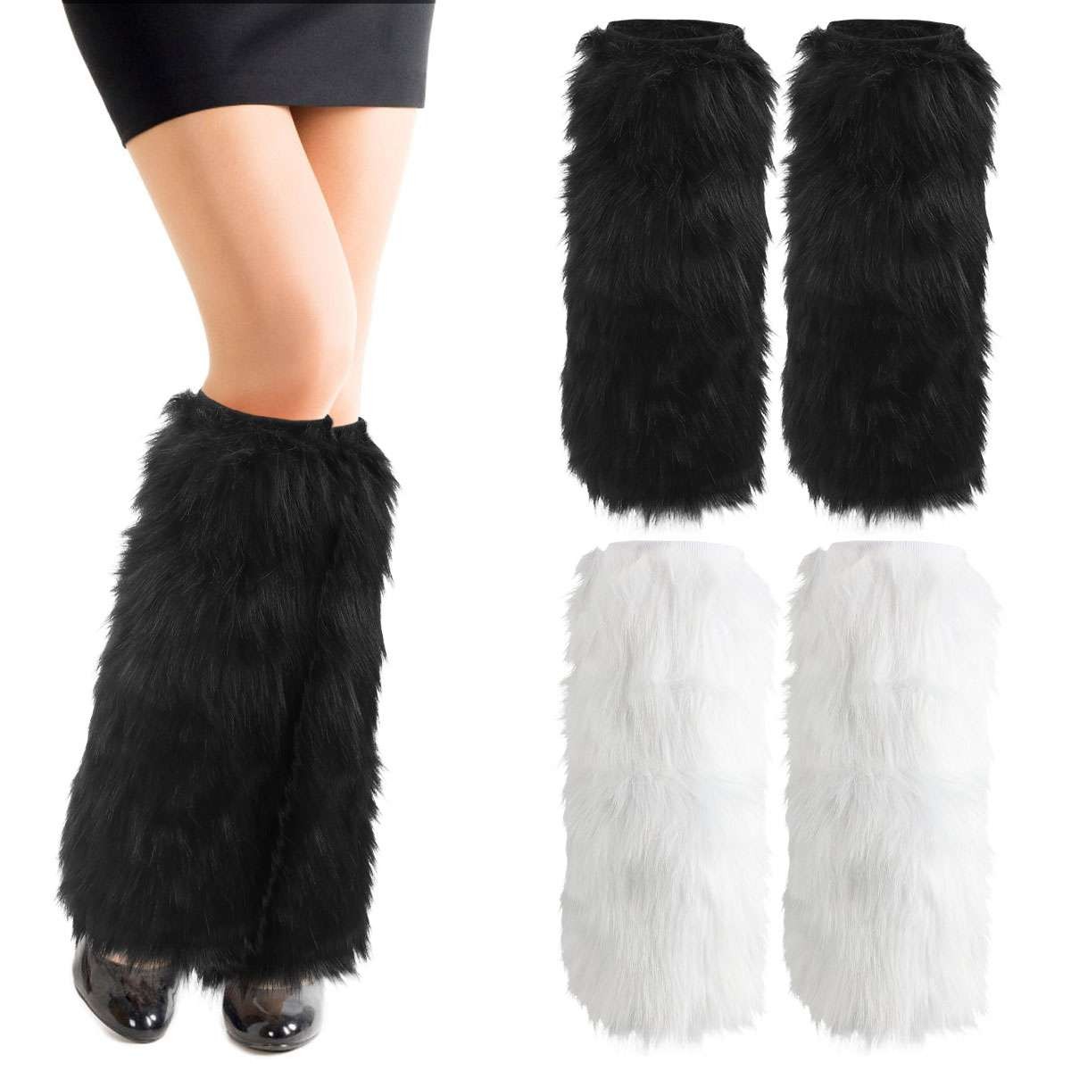 Womens Faux Fur Leg Warmer Boots Socks Fluffies Boot Cover Warming Foot Sleeve