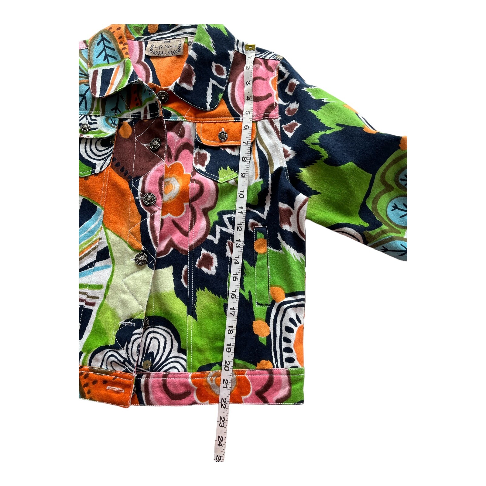 Life Style Sz L Jacket multi-colored, jean jacket texture