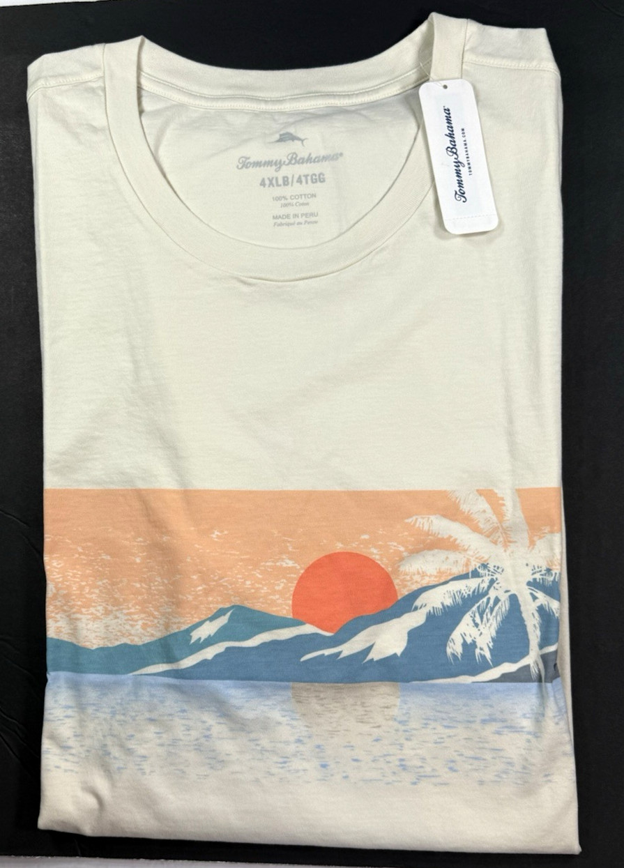 Tommy Bahama Men’s Graphic T / Big-Tall/ Vanilla Ice / 100% Cotton / SUNSET HOUR