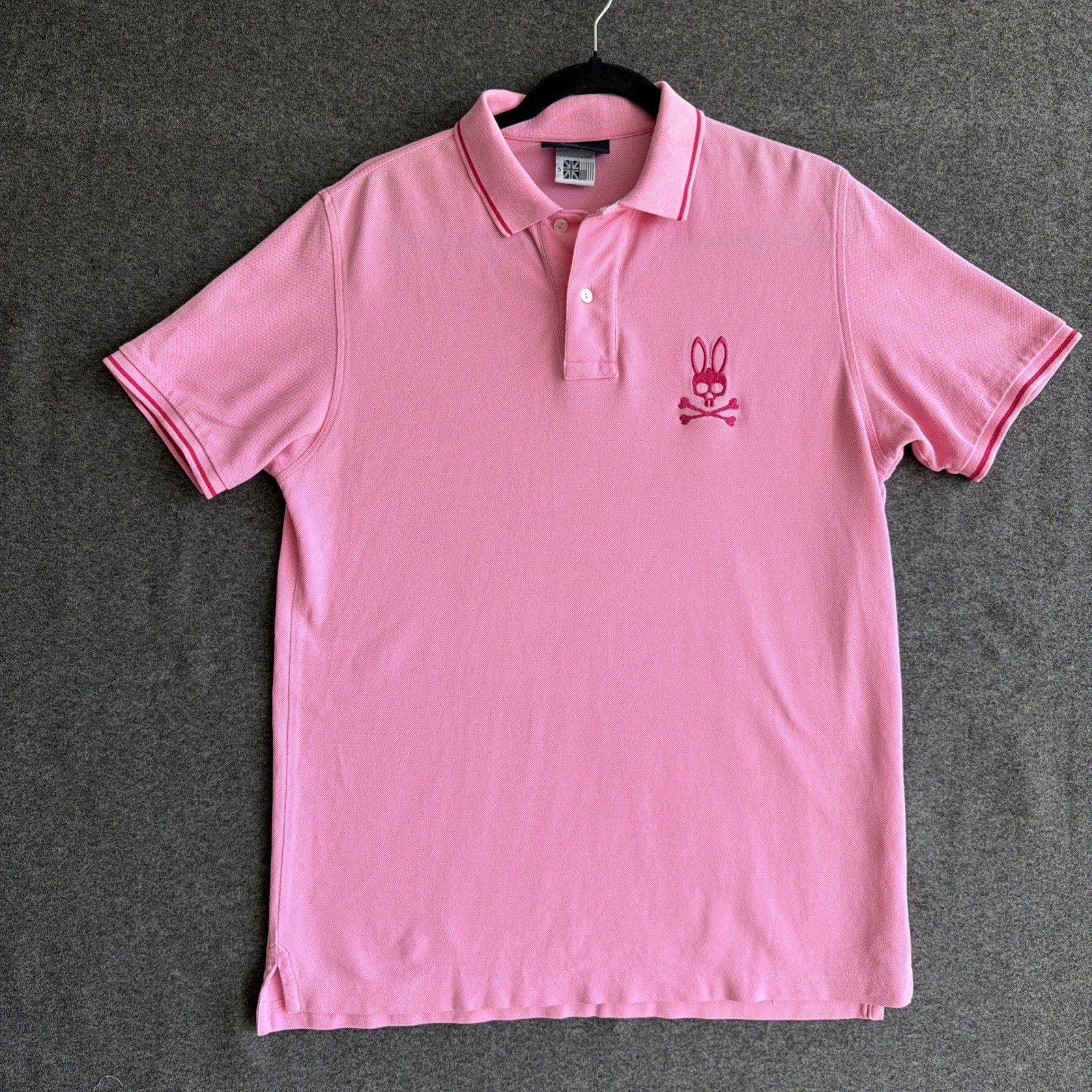 Psycho Bunny Men’s Pink Pima Cotton Polo Shirt Size 5 Medium Embroidered Logo