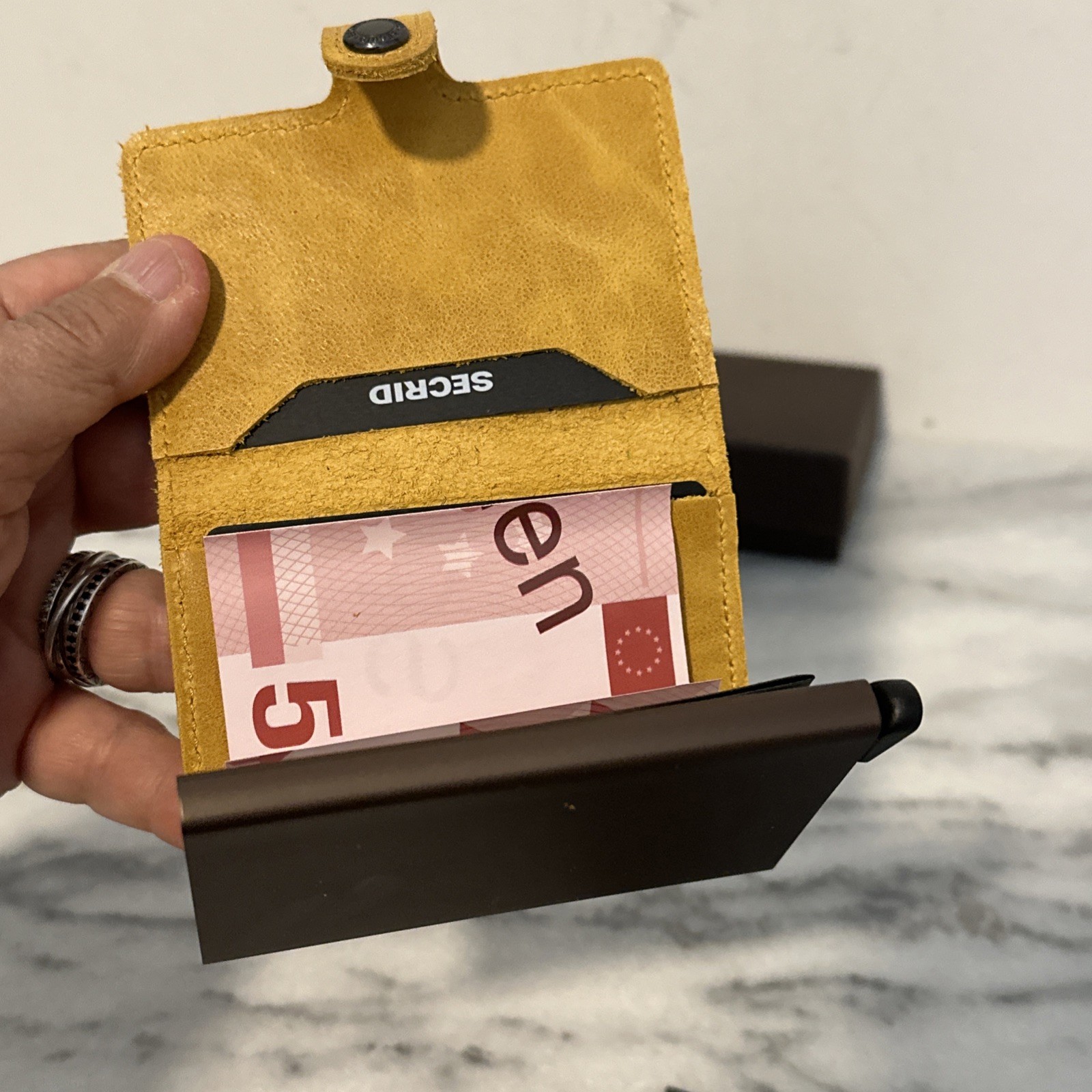 NEW Secrid Mini Wallet Unisex Leather RFID Protected Ocher New In Box NIP