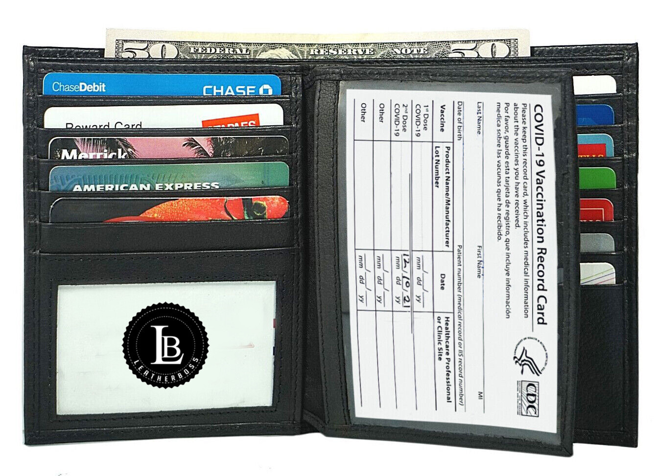 Men’s Genuine Leather Bifold Wallet Hipster Credit Card ID Holder RFID Blocking