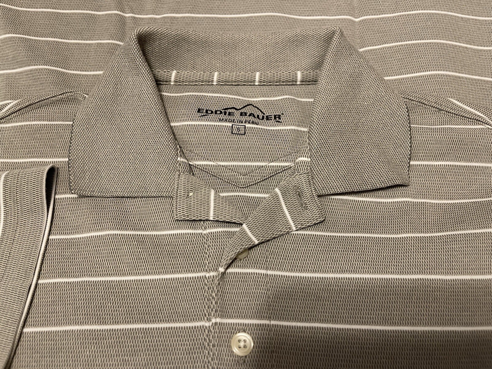 EDDIE BAUER COCONA PERFORMANCE HEATHER GRAY TAUPE POLO SHIRT MEN SMALL EUC