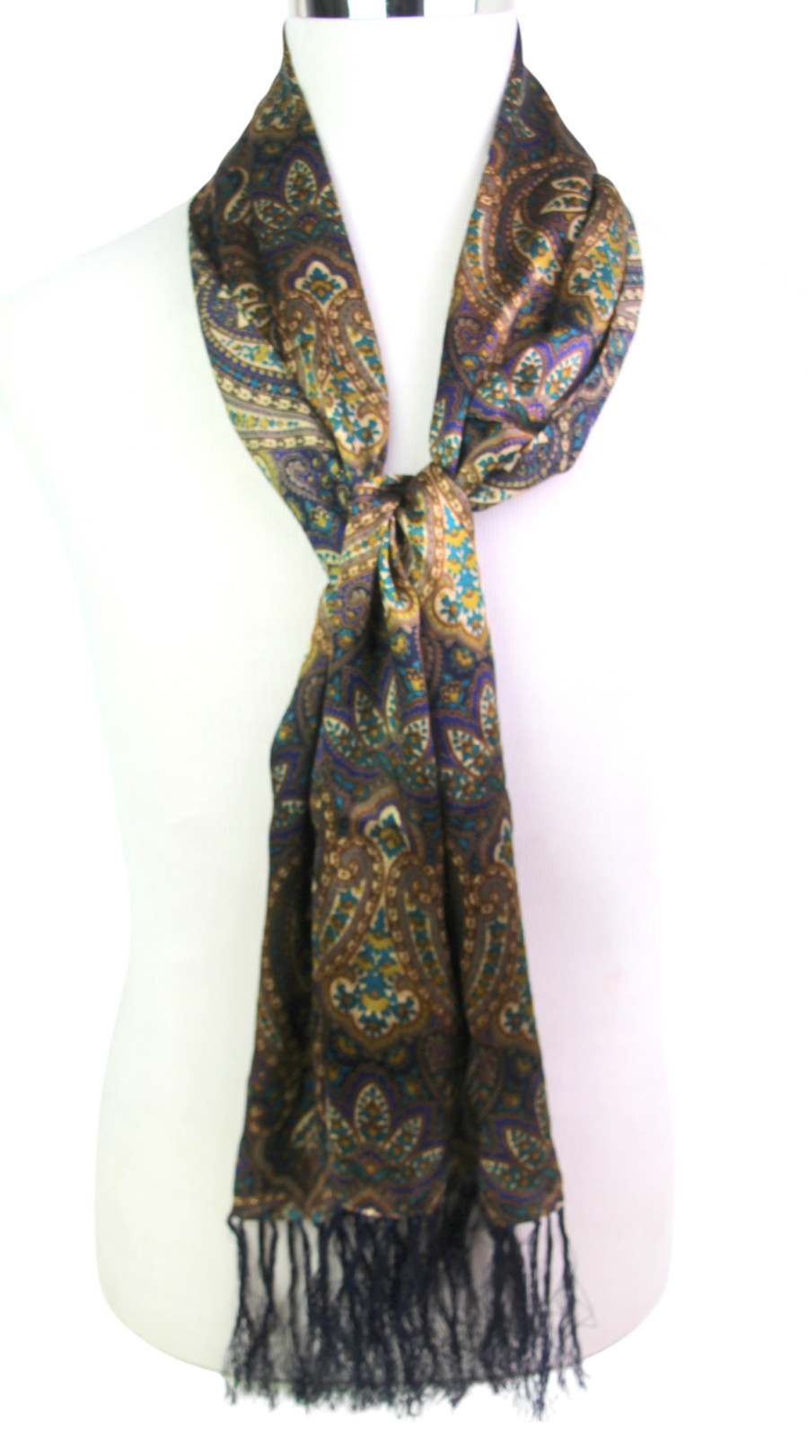 11 1/4″x59″ ECHO MULTICOLOR 100%SILK FLORAL FRINGE EVENING PROMO MEN’S SCARF(52T