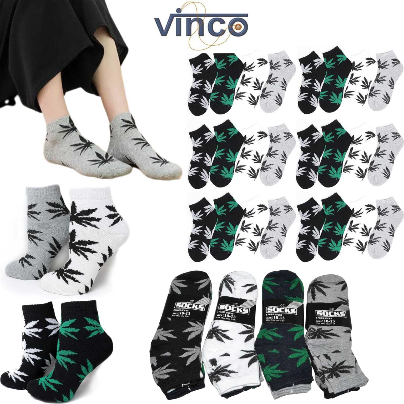 Wholesale Bulk Lots Mens Ankle Quarter Weed Leaf Cotton Socks Size 9-11 10-13