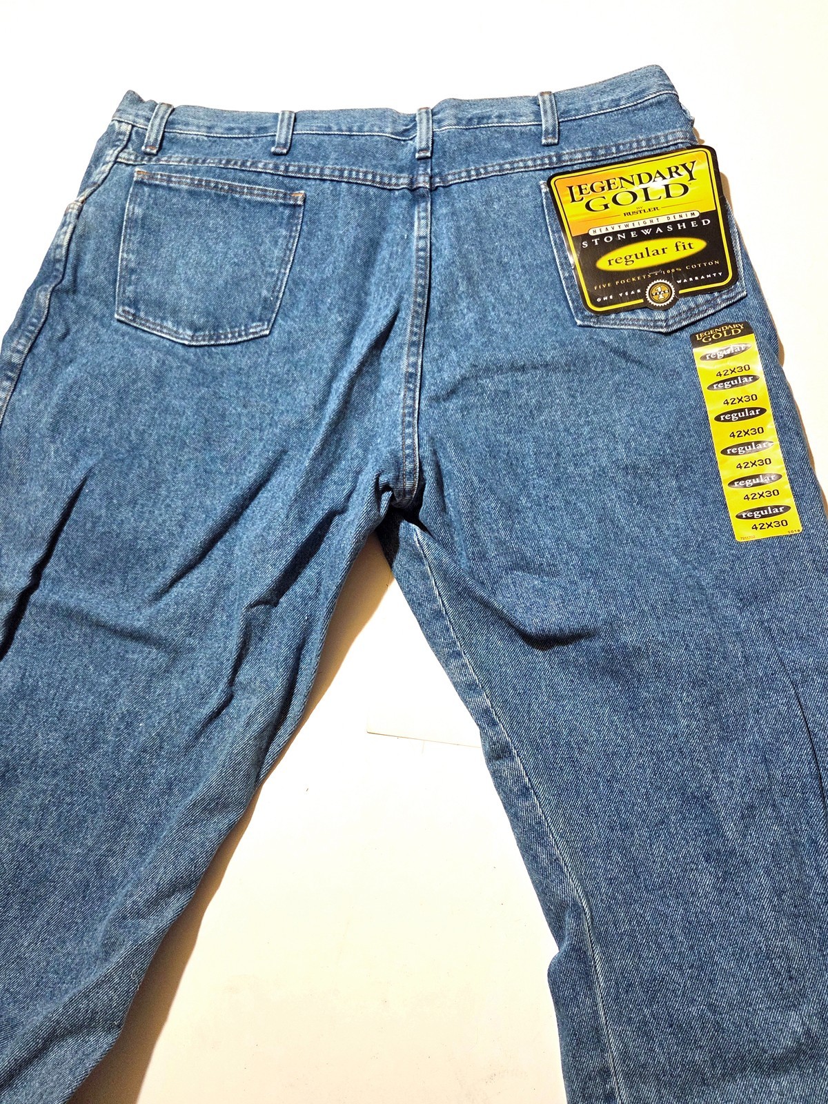 Rustler by Wrangler New Men’s Jeans 42×30 Regular Fit 100% Cotton NWT!