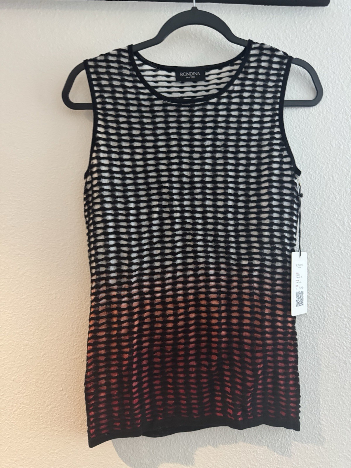 New Black and Orange red ombré red semi sheer Tank Top Small $195