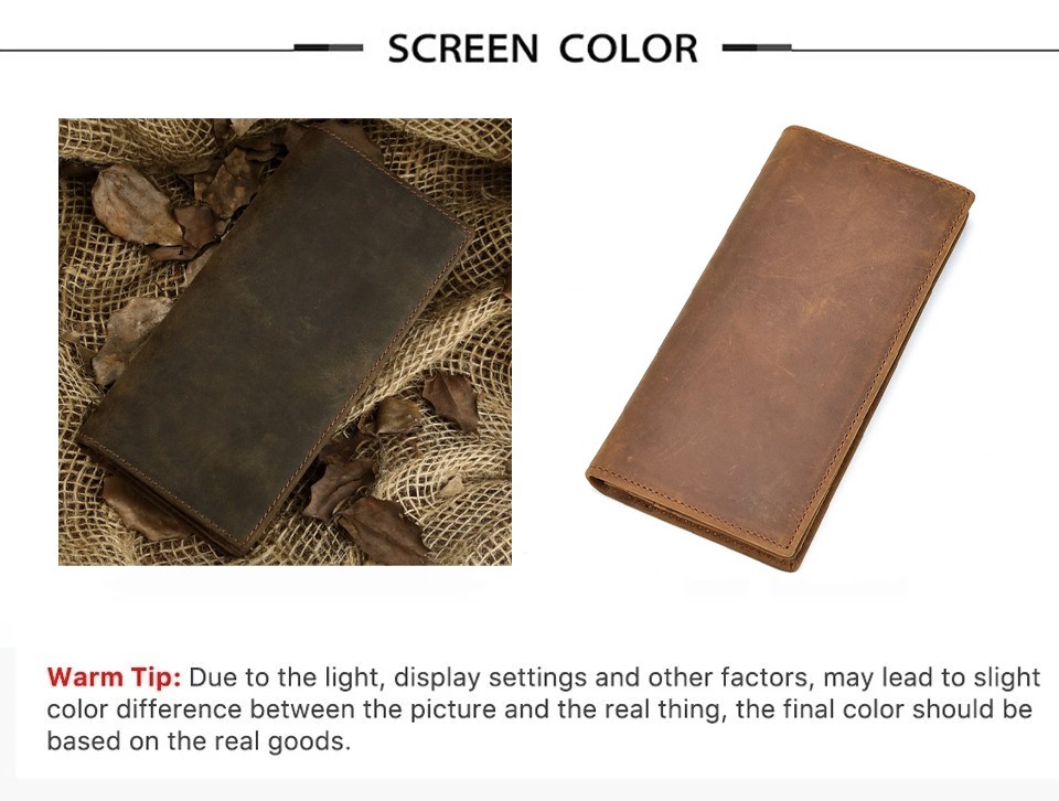 Mens Genuine Leather RFID Blocking Bifold New Brown Long Wallet Card Holder