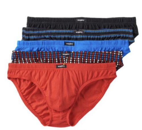 Men’s Equipo (5Pack) Bikini Briefs (Red-Black) No Fly Premium Cotton Underwear