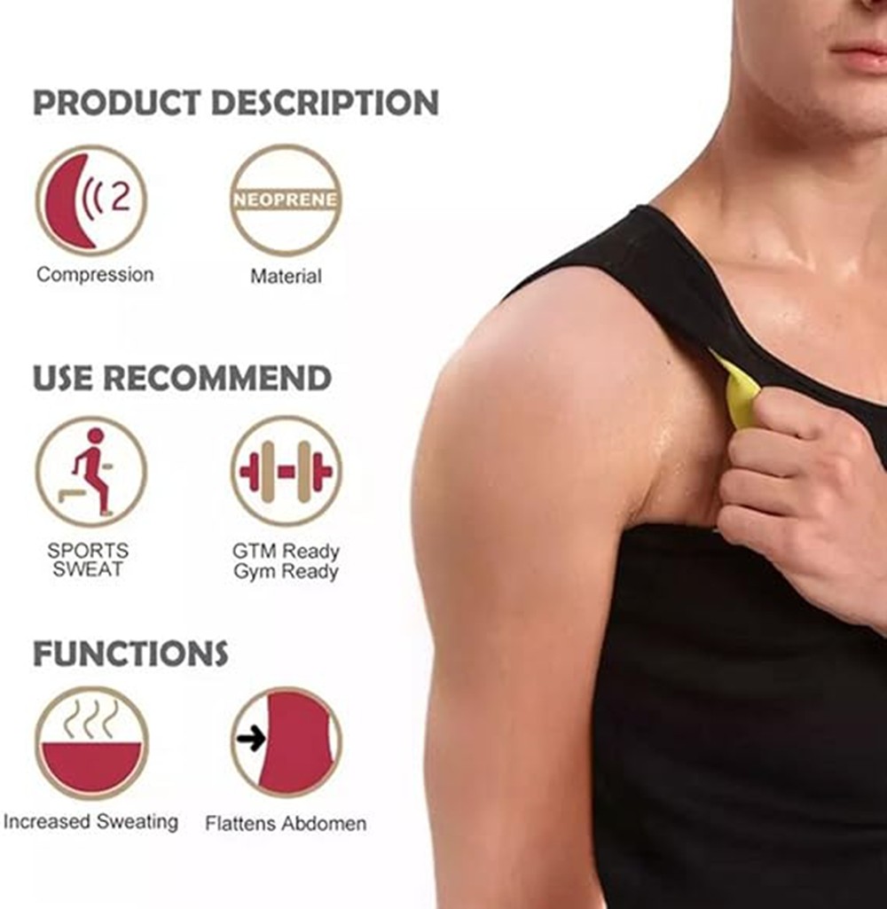 Men Slimming Body Shaper Waist Trainer Tank Top Fat Burn Belly Compression Vest