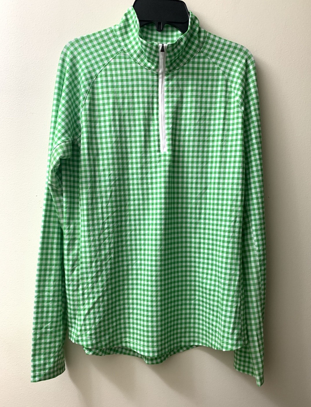 Walter Hagen Performance 11 UV Suncover 1/4 Zip Wmns Sz L Green Fusion Gingham