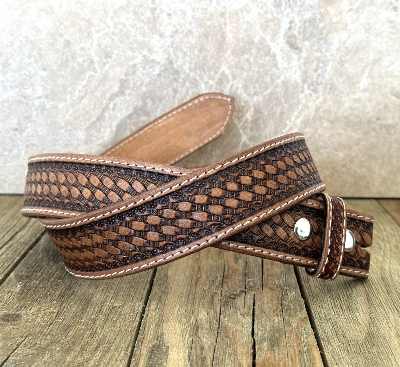 Western Belt Handmade Strap Men’s Full Grain Leather No Buckle Cowboy Rodeo Belt