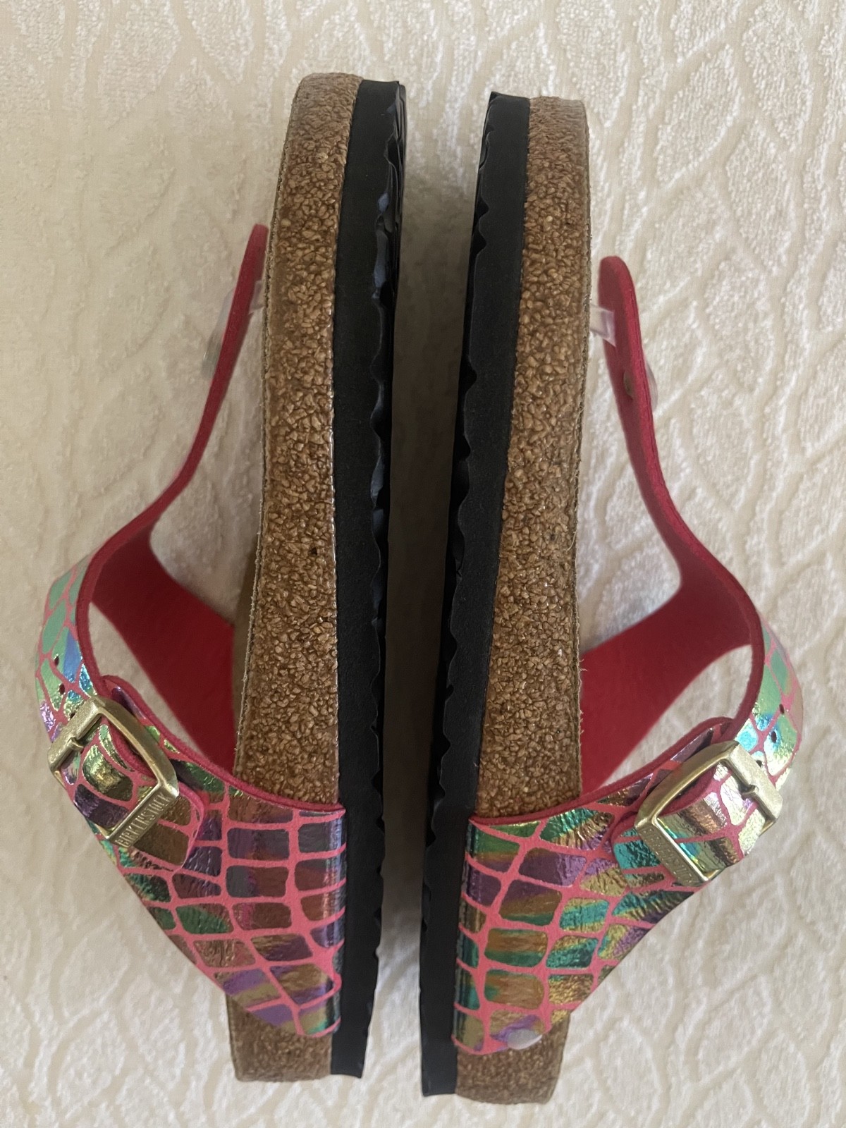 BIRKENSTOCK Sz 41 WOMEN’S TONG VIBRANT-PINK MULTI-COLOR SANDALS