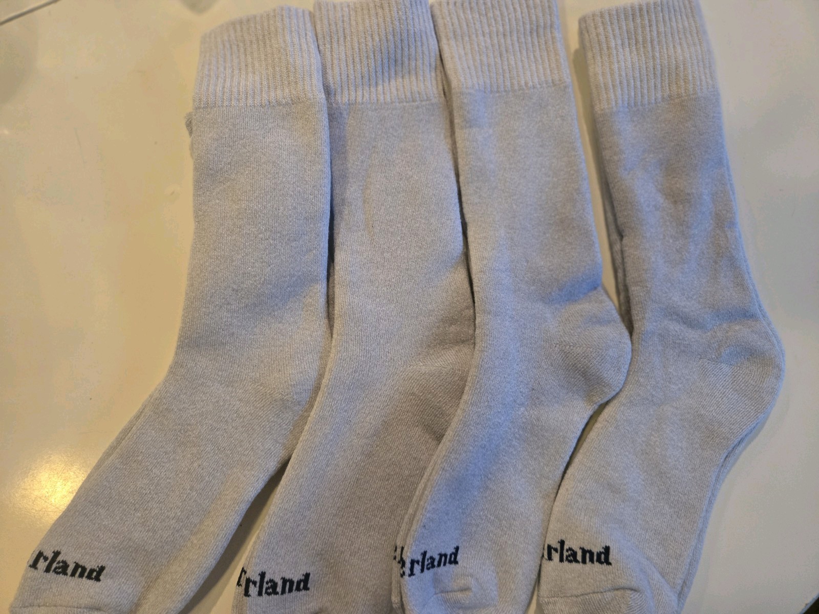 Timberland Unisex Cushioned Crew Socks 4 Pairs – Wool Blend, Light Brown Medium