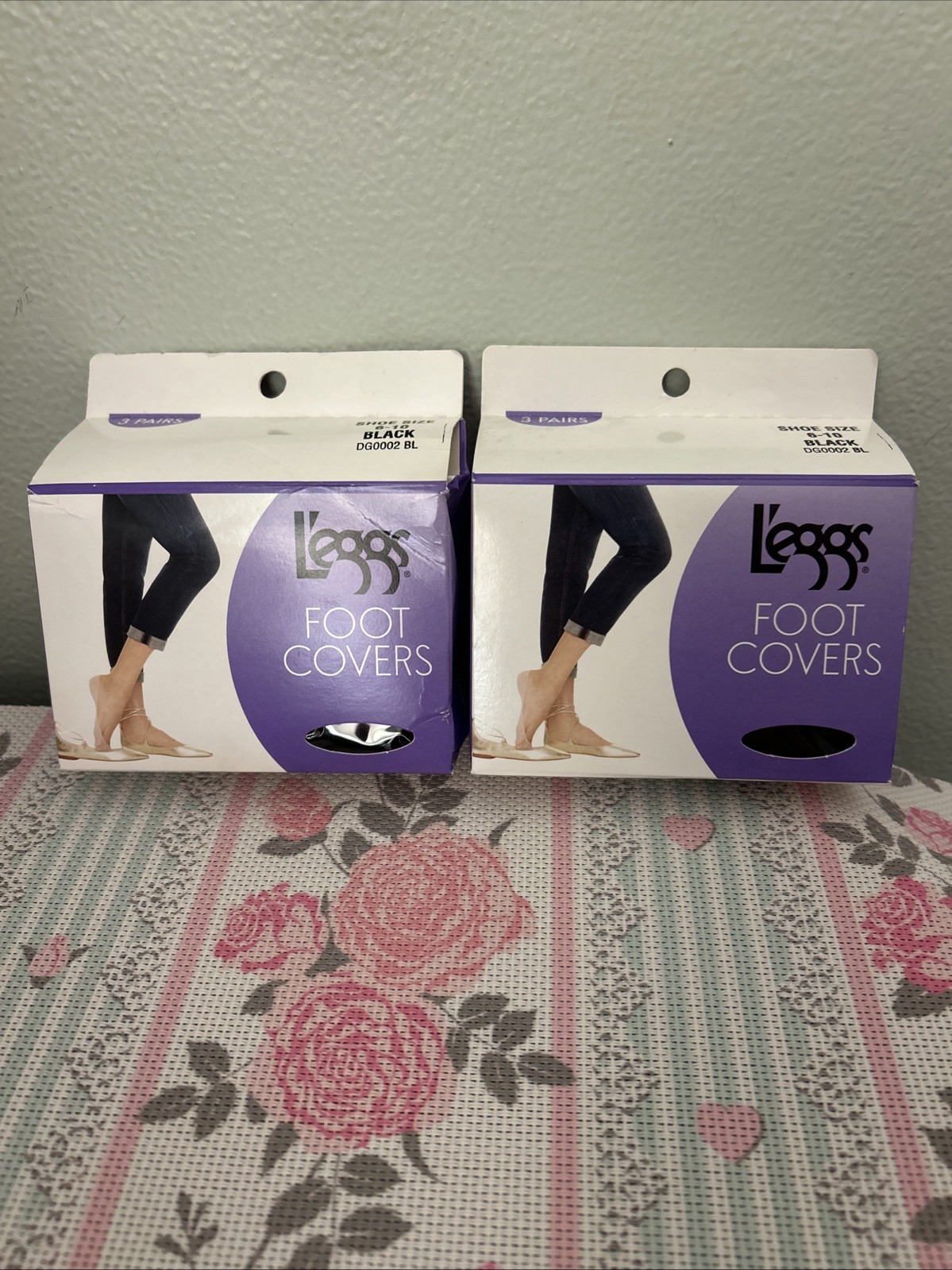 Legs Foot Covers 2 Boxes NEW; 3 Pair Each Box ~ Black Footies Shoe size 6-10