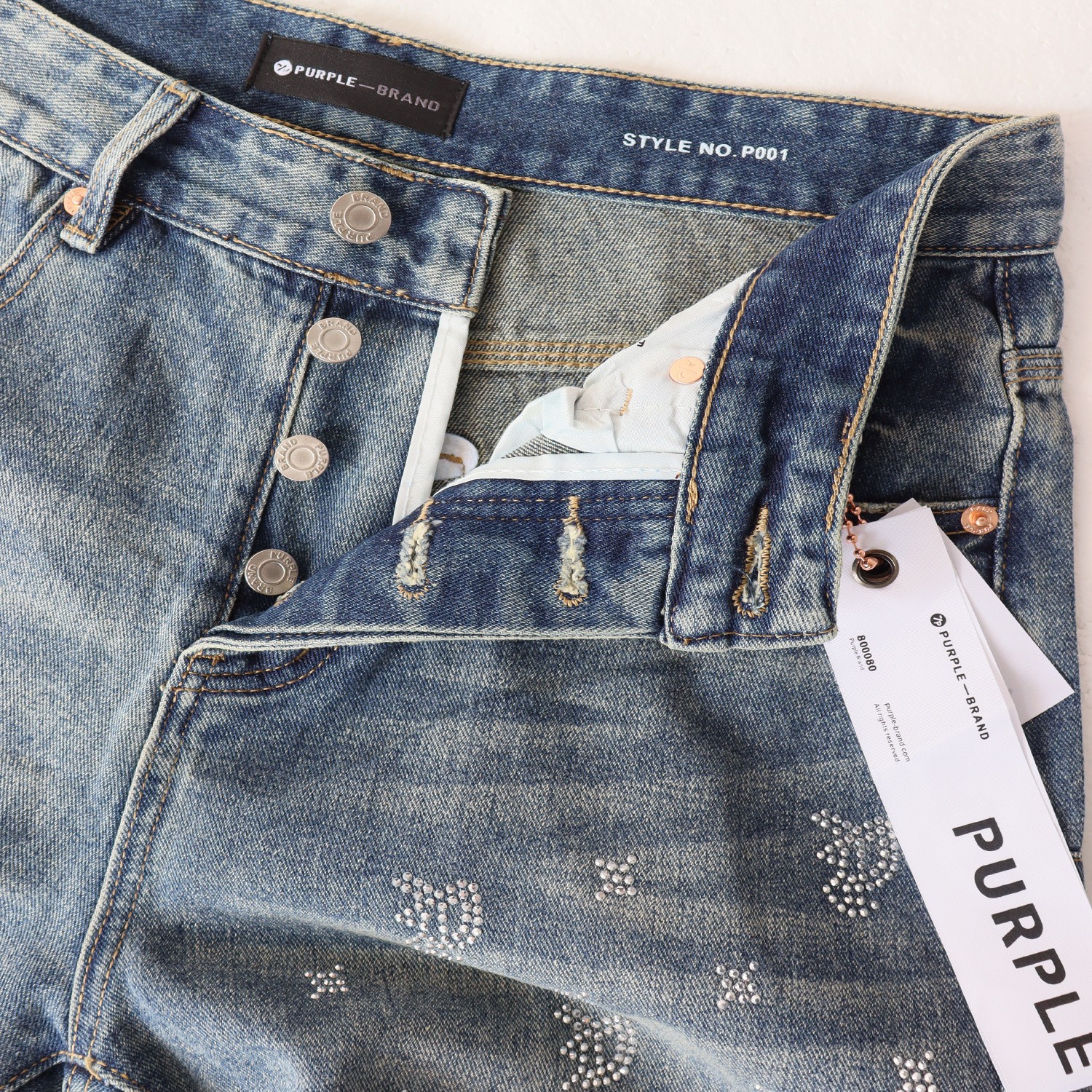 Men’s Purple Fashion Rhinestone Paisley Brand Denim Shorts Straight Jorts Jeans