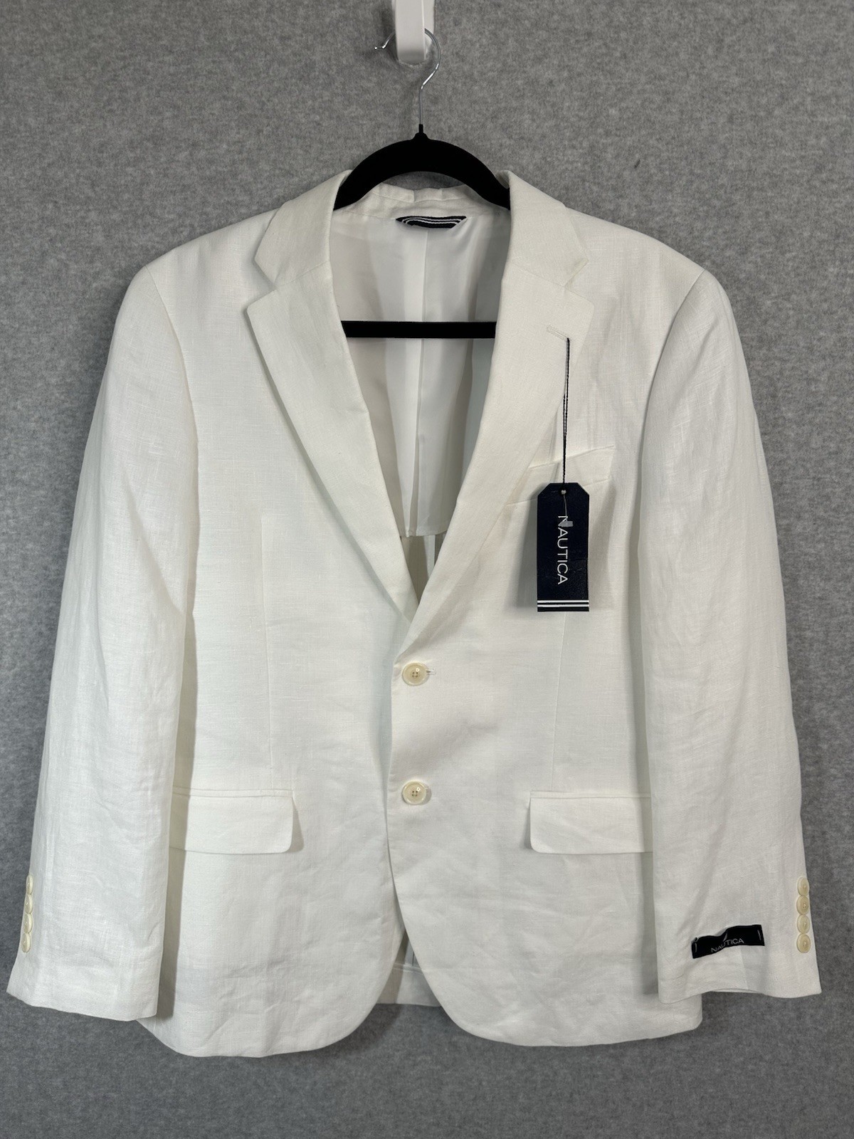 Nautica 100% Linen Blazer Mens 38S White Modern Fit Sport Coat