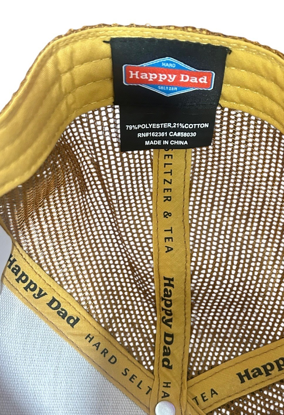 Happy Dad Hard Seltzer Trucker Mesh Snapback Hat Beige Tan Brown New NWT